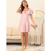 cheibear Womens Satin Sleepwear Pajama Dress Nightshirt Soft Lounge Nightgowns - 2 of 4
