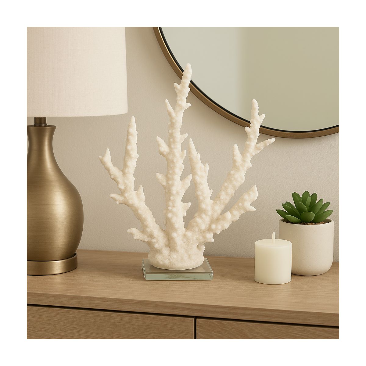 Coastal Coral Figurine Decor - Realistic Resin Sculpture - Ocean-Inspired Accent for Home, Office, Bedroom, Living Room - thumbnail 3