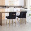 SEYNAR Modern Velvet 39'' H Metal Leg Counter or Bar Stools Set of 2 - 3 of 4