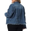 Agnes Orinda Women's Plus Size Button Up Frayed Hem Long Sleeve Casual Jean Jackets - 4 of 4
