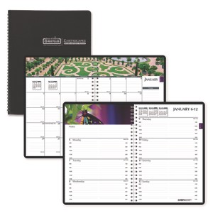 Earthscapes Recycled Weekly/Monthly Planner, Gardens of the World Photography, 10 x 7, Black Cover, 12-Month (Jan-Dec): 2026 - 1 of 4