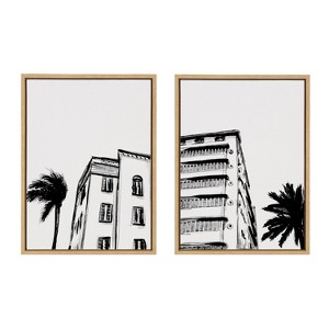 Kate and Laurel Sylvie Miami Beach Architecture Retro Art Deco Framed Canvas Art Set by The Creative Bunch Studio - 1 of 4