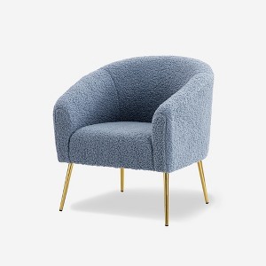 Vicenza Contemporary Wooden Upholstered Polyester Accent Barrel  Chair with Metal Legs for Bedroom and Living Room | Karat Home - 1 of 4