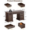 Dyonery 60" Farmhouse Executive Office Desk with Drawers and File Cabinet, Embossed Texture Wood Home Office Desk,Black/Brown/White and brown - 2 of 4