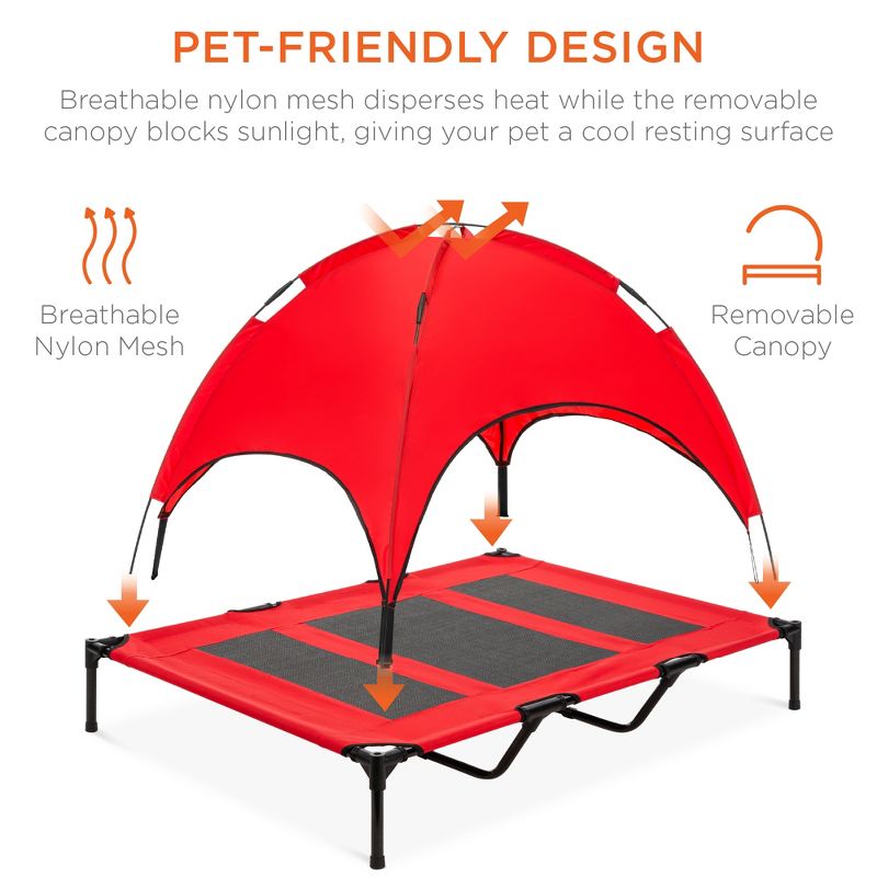Best Choice Products 48in Elevated Cooling Dog Bed, Outdoor Raised Mesh Pet Cot w/ Removable Canopy, Carrying Bag, 5 of 10