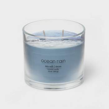 Glass Jar 2-Wick Ocean Rain Candle Light Blue - Room Essentials™