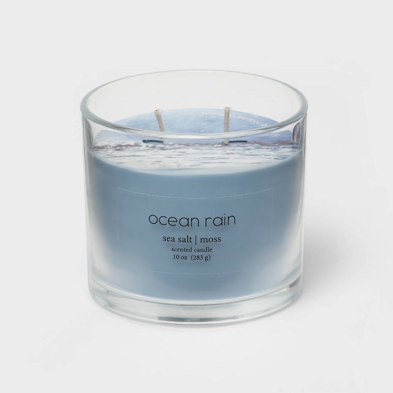 Glass Jar 2-Wick Ocean Rain Candle Light Blue - Room Essentials™, 1 of 6