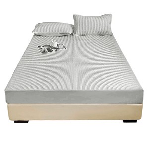 Unique Bargains Lattice Stitching Fitted Sheet 1 Pc - 1 of 4