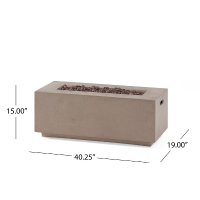 Light Gray Concrete Rectangular Gas Fire Pit Table with Tank Holder