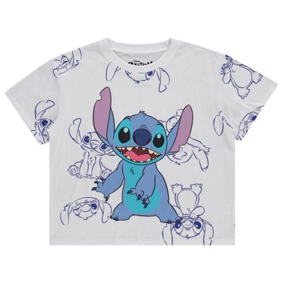 Ladies Lilo and Stitch Shirt - Ladies Classic Lilo and Stitch Fashion Tee - Disney Lilo and Stitch Short Sleeve Skimmer Crop Top Tee