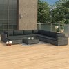 vidaXL Patio Lounge Set – 9-Piece Outdoor Sofa Set with Weather-Resistant Poly Rattan and Comfortable Cushions, Gray - 2 of 4