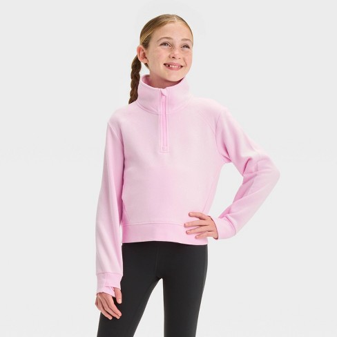 Girls 1 2 Zip Fleece Pullover Sweatshirt All In Motion Pink S Target