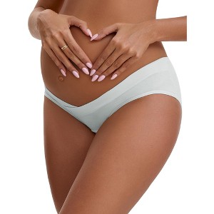 INSPIRE CHIC Women's Cotton Low Waist Under the Bump Maternity Briefs Pregnancy Classic Underwear - 1 of 4