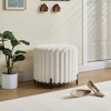 PAGED Upholstered Round Pouf Ottoman, Portable Foot Rest Ottoman Bench, Lightweight Faux Fur Footstool, Ideal as Entryway Bench or Extra Seating - 3 of 4