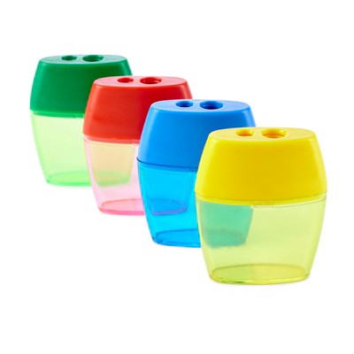Charles Leonard Pencil Sharpener, Deluxe Two-Hole Style with Shaving Receptacle, Assorted Colors (Case of 20)