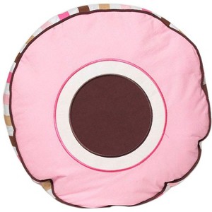 Bacati - Mod Dots/Strps Pink Round Throw Pillow - 1 of 4