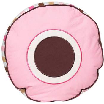 Bacati - Mod Dots/Strps Pink Round Throw Pillow
