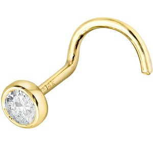Jewelry Avalanche 22G 14K Gold Bezel-set Moissanite Nose Screw Nose Stud - 1 of 4