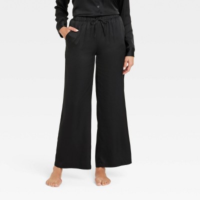 Women's Fleece Wide Leg Lounge Pants - Colsie™ Black XL