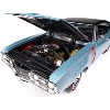1968 Oldsmobile 442 W30 Holiday Coupe Teal Frost Metallic with Red and Black Vinyl Top 1/18 Diecast Model Car by Auto World - 3 of 4