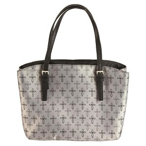 White Dove Designs Bible Cover-Wedge Shape-Cross-Jacquard-Large-Grey - 1 of 2