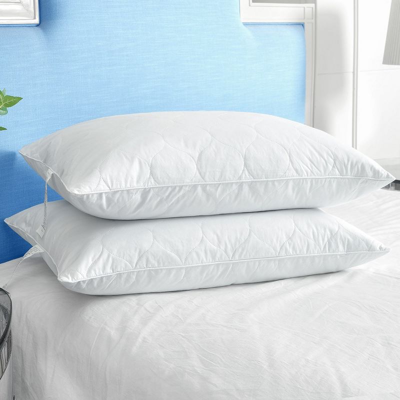 Peace Nest Quilted White Goose Down Feather Pillow, 3 of 6