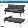 Yaheetech Convertible Futon Sofa Bed Tufted Fabric Futon with Cupholders and Pillows - 3 of 4