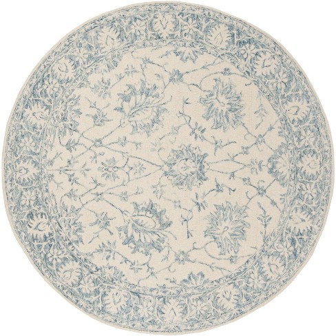  SAFAVIEH Blossom Collection 6' Round Ivory/Blue