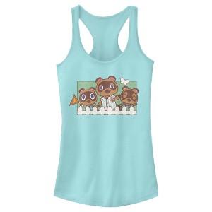 Juniors Womens Nintendo Animal Crossing Nook Family Portrait Racerback Tank Top - 1 of 3