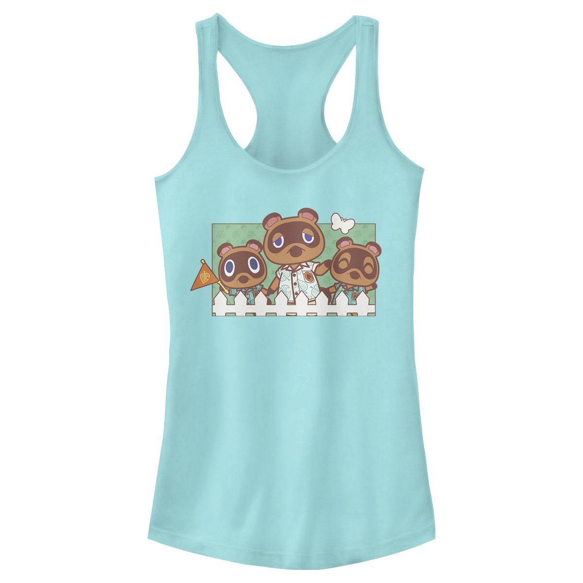 Juniors Womens Nintendo Animal Crossing Nook Family Portrait Racerback Tank Top