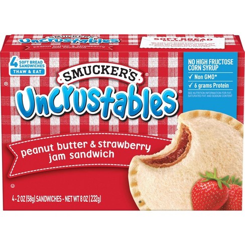 Smucker S Uncrustables Frozen Peanut Butter Strawberry Jam Sandwich 8oz 4ct Target