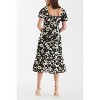 August Sky Women's Floral Bubble Sleeves Pleated Front Midi Dress - image 2 of 4