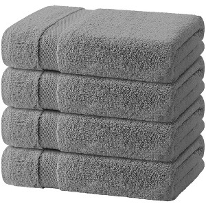 Wealuxe Premium Bath Towels Set of 4 - 100% Ring Spun Cotton 650GSM, Extra Absorbent, Soft Towels for Bathroom, Shower, Hotel, Spa - 27x54" - 1 of 4