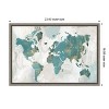 Amanti Art Teal World Map by Pamela Collabera Canvas Wall Art Print Framed 23 x 16-in. - 4 of 4
