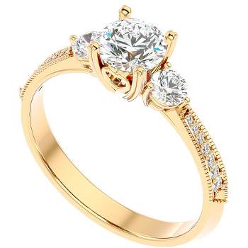 Pompeii3 1 1/10Ct Diamond & Moissanite Accent Engagement Ring in 10k Gold