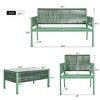 ACEPANO 4-Pieces Outdoor Patio Accent Table Set Furniture with Tempered Glass Table, Thick Cushion-Green - 3 of 4