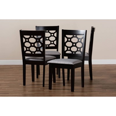 Peter Grey and Dark Brown Wood Side Chair with Cane Back