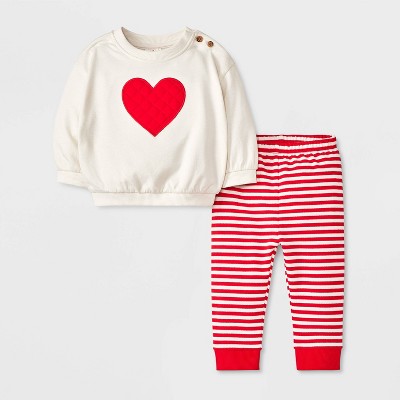 Baby Heart Fleece Set - Cat & Jack™ Cream 18M