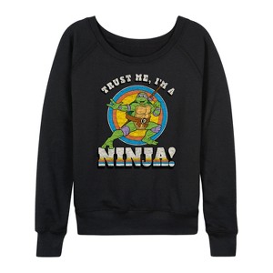 Women's - Teenage Mutant Ninja Turtles - Trust Me, I'm A Ninja Lightweight French Terry Wide Neck Long Sleeve Shirt - 1 of 4