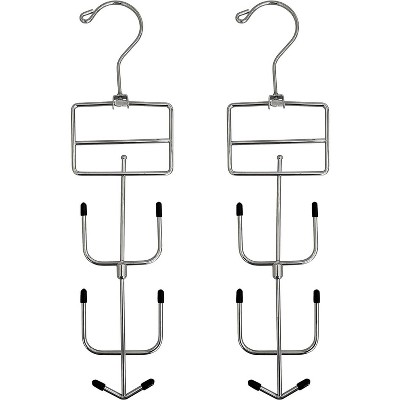 USTECH Metal Hanger Multi-Purpose Space-Saving with Bottom Spinner Hook | Scarf & Tie Holder | Chrome Finish | 2 Pack