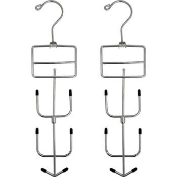 USTECH Metal Hanger Multi-Purpose Space-Saving with Bottom Spinner Hook | Scarf & Tie Holder | Chrome Finish | 2 Pack
