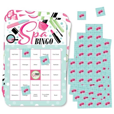 Big Dot of Happiness Spa Day - Bingo Cards and Markers - Girls Makeup Party Bingo Game - Set of 18