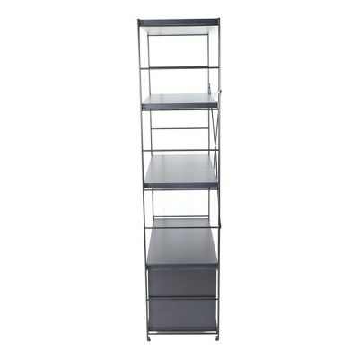 Brentwood Black 4-Shelf Etagere Bookcase with Steel Frame