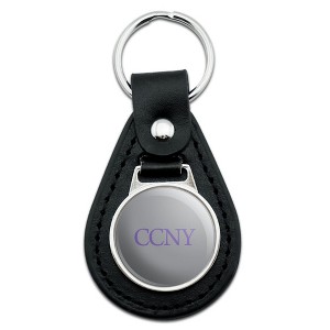 City College of New York Secondary Logo Black Leather Keychain - 1 of 4