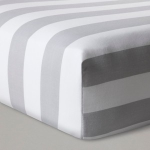 Fitted Crib Sheet Rugby Stripes - Cloud Island Gray, Adult Unisex, Gray White