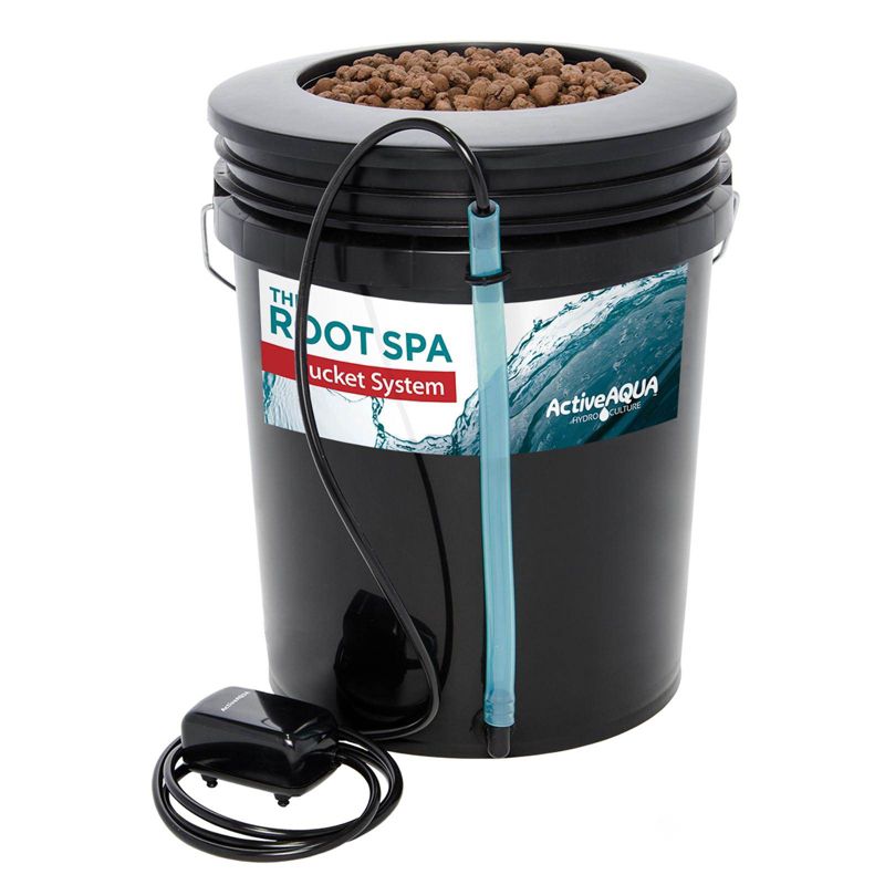 Active Aqua RS5GALSYS Root Spa 5 Gallon Hydroponic Bucket Deep Water Culture Grow Kit System with Multi-Purpose Air Hose and Air Pump, Black, 2 Pack, 2 of 7