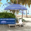 DOMETOUR 5.7' Portable Beach Umbrella with Tilt, Adjustable Height, 2 Cup Holders & Hooks, with Vented Canopy, Blue White Stripe - 3 of 4