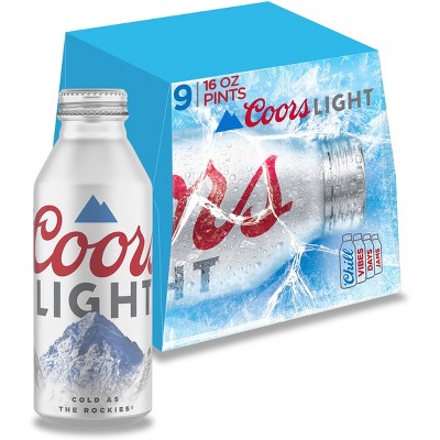 Coors Light Beer - 9pk/16 Fl Oz Aluminum Bottles : Target