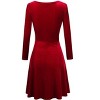 Women's Velvet Cocktail Party Mini Dress Long Sleeve Round Neck Club Dresses - 3 of 4
