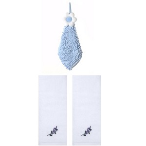REGALWOVEN 3 Pcs Bathroom Home Decor Cotton Soft Absorbent Floral Hand Towel - 1 of 4
